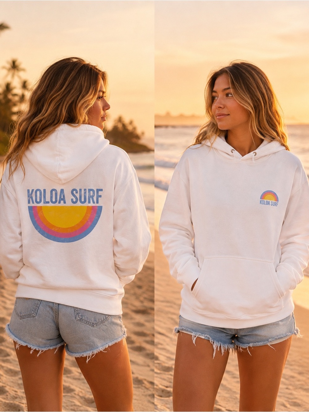 Koloa Surf Retro Rainbow Hoodie - Women’s Large - Beach - Coastal